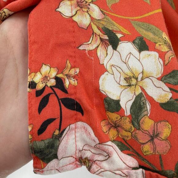 Chico's Orange Floral Button Front Casual Blouse Women's Size 12 14 - Picture 7 of 12